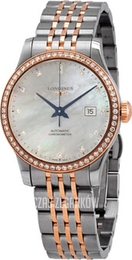 Longines Record Biały/18 karatowe różowe złoto Ø30 mm L2.321.5.89.7