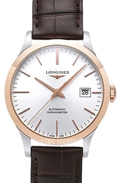 Longines Record Srebrny/Skóra Ø38.5 mm L2.820.5.72.2