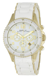 Marc by Marc Jacobs Rock Chrono Biały/Stal w odcieniu złota Ø40 mm MBM2546