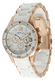 Marc by Marc Jacobs Rock Chrono Biały/Stal w kolorze różowego złota Ø40 mm MBM2547