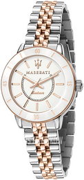Maserati Successo Biały/Stal w kolorze różowego złota Ø32 mm R8853145504