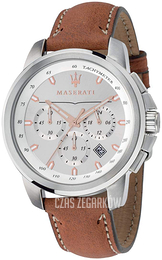 Maserati Successo Srebrny/Skóra Ø44 mm R8871621005