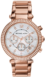 Michael Kors Parker Biały/Stal w kolorze różowego złota Ø39 mm MK5491