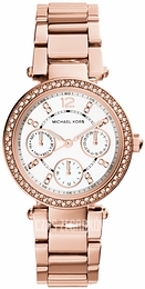 Michael Kors Parker Biały/Stal w kolorze różowego złota Ø33 mm MK5616