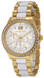Michael Kors Brinkley Biały/Stal w odcieniu złota Ø40 mm MK6189