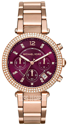 Michael Kors Parker Purpurowy/Stal w kolorze różowego złota Ø39 mm MK6264