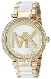 Michael Kors Parker Biały/Stal w odcieniu złota Ø39 mm MK6313