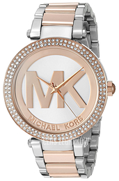 Michael Kors Parker Biały/Stal w kolorze różowego złota Ø39 mm MK6314