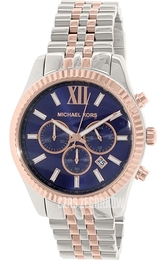 Michael Kors Lexington Niebieski/Stal w kolorze różowego złota Ø45 mm MK8412