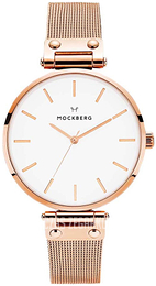 Mockberg Mesh Biały/Stal w kolorze różowego złota Ø38 mm MO507