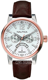 Nautica Multifunction Biały/Skóra Ø44 mm A16555G
