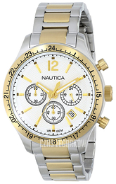 Nautica BFD 104 Biały/Stal w odcieniu złota Ø45 mm N19617G