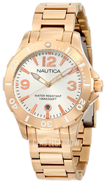 Nautica BFD 101 Biały/Stal w kolorze różowego złota Ø38 mm N20100M