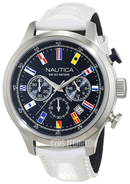 Nautica Chronograph Niebieski/Skóra Ø44 mm NAI18516G