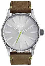 Nixon The Sentry Srebrny/Skóra Ø38 mm A3772290-00