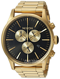 Nixon The Sentry Czarny/Stal w odcieniu złota Ø42 mm A386510-00