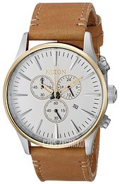 Nixon The Sentry Biały/Skóra Ø42 mm A4052548-00