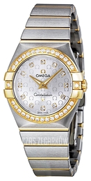 Omega Constellation Brushed Quartz Srebrny/18 karatowe żółte złoto Ø27 mm 123.25.27.60.52.002