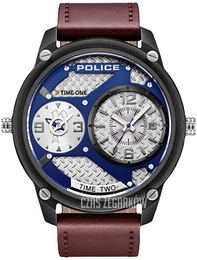 Police Srebrny/Skóra Ø50 mm PL15268JSB.03