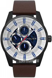 Police Srebrny/Skóra Ø48 mm PL15409JSB/04
