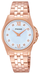Pulsar Dress Biały/Stal w kolorze różowego złota Ø30 mm PM2180X1
