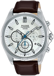 Pulsar Srebrny/Skóra Ø42 mm PT3903X1