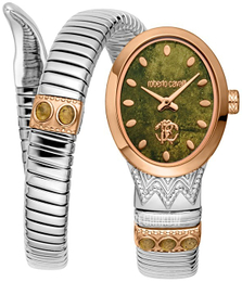 Roberto Cavalli by Franck Muller Serpente Zielony/Stal w kolorze różowego złota Ø23 mm RC5L104M0075