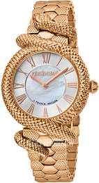 Roberto Cavalli by Franck Muller Rc-110 Biały/Stal w kolorze różowego złota Ø33 mm RV1L029M0081