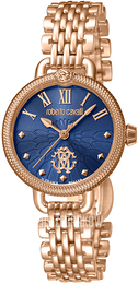 Roberto Cavalli by Franck Muller Dress Niebieski/Stal w kolorze różowego złota Ø30 mm RV1L064M0051