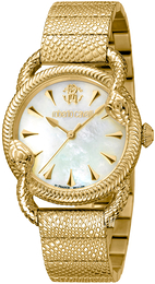 Roberto Cavalli by Franck Muller Dress Biały/Stal w odcieniu złota Ø33 mm RV1L072M0071