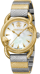 Roberto Cavalli by Franck Muller Dress Biały/Stal w odcieniu złota Ø33 mm RV1L072M0101