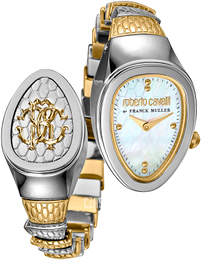 Roberto Cavalli by Franck Muller Dress Biały/Stal w odcieniu złota Ø22 mm RV1L081M0061