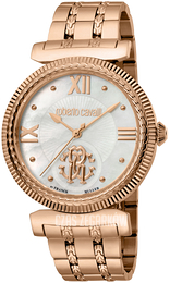 Roberto Cavalli by Franck Muller Franck Muller Biały/Stal w kolorze różowego złota Ø38 mm RV1L128M0071