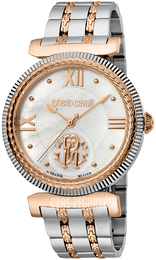 Roberto Cavalli by Franck Muller Franck Muller Biały/Stal w kolorze różowego złota Ø38 mm RV1L128M0091