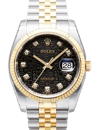 Rolex Datejust Two Tone Czarny/18 karatowe żółte złoto Ø36 mm 116233-0208