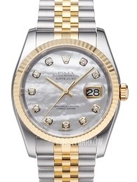Rolex Datejust Two Tone Srebrny/18 karatowe żółte złoto Ø36 mm 116233-0152