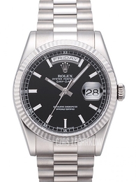 Rolex Day-Date Czarny/18 karatowe białe złoto Ø36 mm 118239-0090