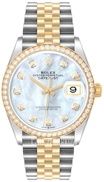 Rolex Datejust 36 Biały/18 karatowe żółte złoto Ø36 mm 126283RBR-0009