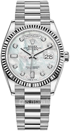 Rolex Day-Date 36 Biały/18 karatowe białe złoto Ø36 mm 128239-0007