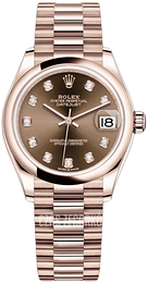 Rolex Datejust 31 Brązowy/18 karatowe różowe złoto Ø31 mm 278245-0016