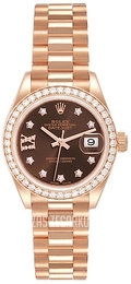 Rolex Lady-Datejust 28 Brązowy/18 karatowe różowe złoto Ø28 mm 279135RBR-0001