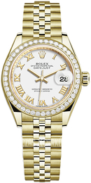 Rolex Lady-Datejust 28 Biały/18 karatowe żółte złoto Ø28 mm 279138RBR-0032