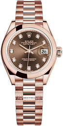 Rolex Lady-Datejust 28 Brązowy/18 karatowe różowe złoto Ø28 mm 279165-0015