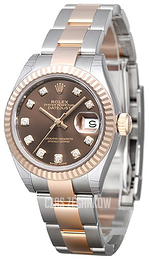 Rolex Lady-Datejust 28 Brązowy/18 karatowe różowe złoto Ø28 mm 279171-0012