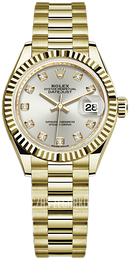 Rolex Lady-Datejust 28 Srebrny/18 karatowe żółte złoto Ø28 mm 279178-0015