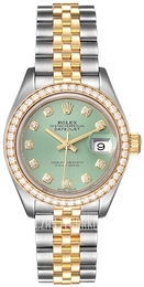 Rolex Lady-Datejust 28 Zielony/18 karatowe żółte złoto Ø28 mm 279383RBR-0013