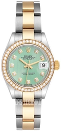 Rolex Lady-Datejust 28 Zielony/18 karatowe żółte złoto Ø28 mm 279383RBR-0014