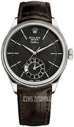 Rolex Cellini Dual Time Czarny/Skóra Ø39 mm 50529-0010