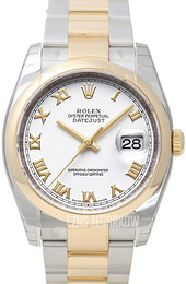 Rolex Datejust Gold/Steel Biały/18 karatowe żółte złoto Ø36 mm 116203-0135