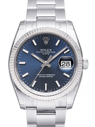 Rolex Oyster Perpetual Date Niebieski/Stal Ø34 mm 115234-0004